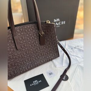 Coach Embossed Signature Oxblood Leather Tote – Never Worn – Box, Dust Bag & Tag